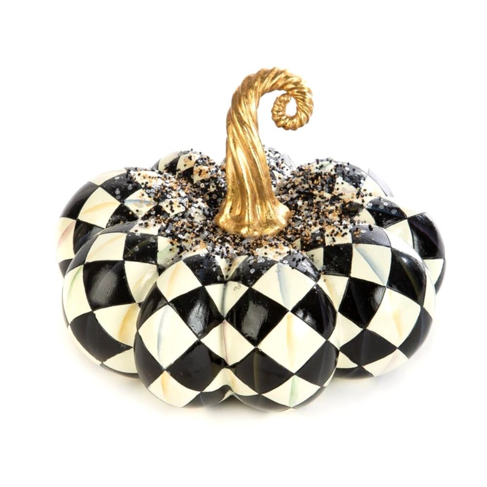 NEW MacKenzie-Childs Beaded Harlequin Squashed Pumpkin in Original Box